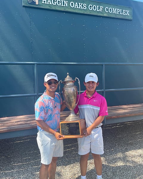 PHOTOGRAPH COURTESY OF Jaden Dumdumaya/FB
Jaden Dumdumaya (right) becomes the youngest winner of the 98th California State Fair amateur championship. With him is brother Vohn.
