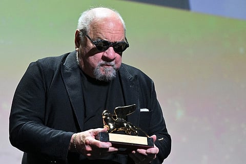 US director and screenwriter Paul Schrader acknowledges receiving on 3 September 2022 a Golden Lion For Lifetime Achievement Award, during a ceremony within the 79th Venice International Film Festival at Lido di Venezia in Venice, Italy. (Photo by TIZIANA FABI / AFP)