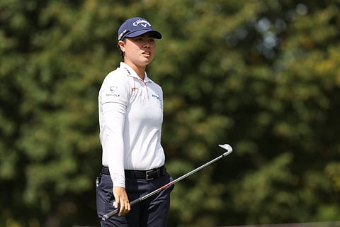 Yuka Saso of Japan watches her tee shot on the sixth hole during the second round of the Dana Open presented by Marathon at Highland Meadows Golf Club in Sylvania, Ohio Friday. | Gregory Shamus/agence france-presse