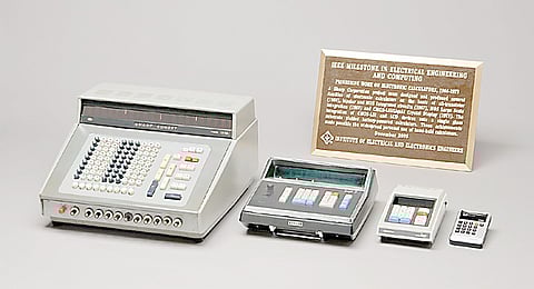 Sharp Corporation’s evolution of calculators. | Photograph courtesy of Sharp