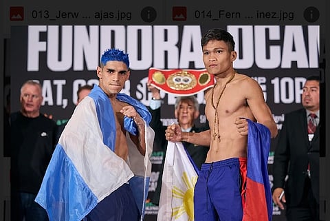 Argentinian IBF super-flyweight defending champion Fernando Martínez and Philippine challenger Jerwin Ancajas. Photo by Showtime