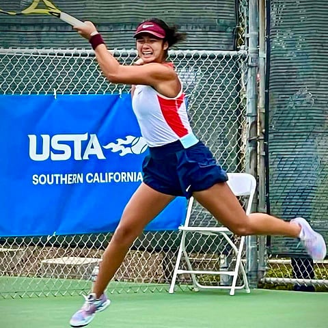 Alex Eala brings down Katherine Sebov of Canada in the second round of the W80 Rancho Santa Fe tournament in California. | Photograph courtesy of Alex Eala