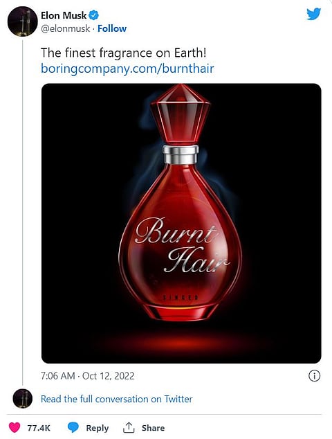 ‘Please buy my perfume, so I can buy Twitter’