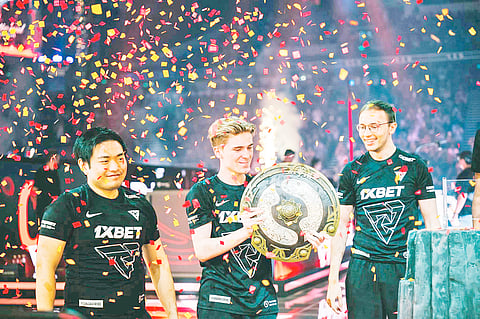 PHOTOGRAPH courtesy of ONE ESPORTS
TUNDRA raises the Aegis of Immortal and pockets $8.49 million for winning The International 11 title over Team Secret.