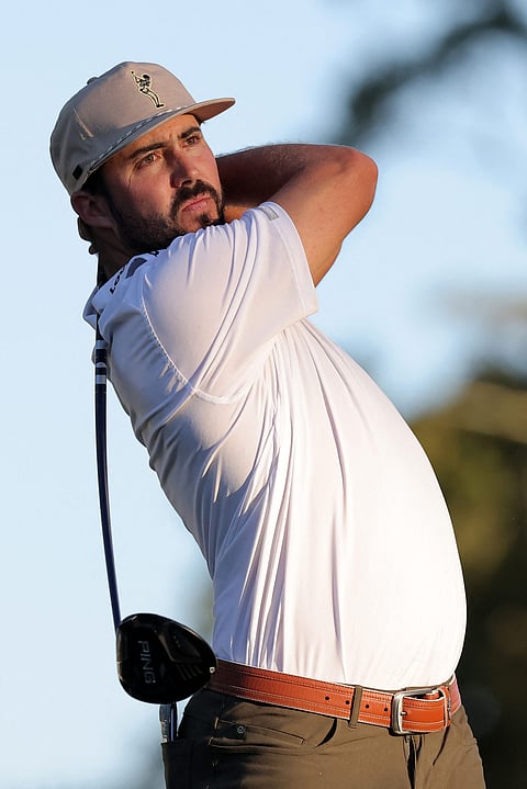 JACKSON, MISSISSIPPI - OCTOBER 01: Mark Hubbard of the United States plays his shot from the 18th tee during the third round of the Sanderson Farms Championship at The Country Club of Jackson on October 01, 2022 in Jackson, Mississippi. Jonathan Bachman/Getty Images/AFP (Photo by Jonathan Bachman / GETTY IMAGES NORTH AMERICA / Getty Images via AFP)