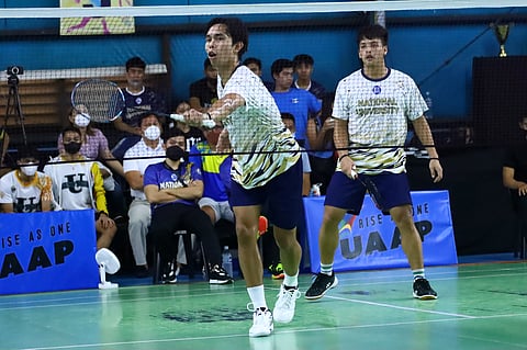 The tandem of Julius Villabrille and Solomon Padiz Jr. deliver the tie-clinching first doubles win for National University over University of Santo Tomas in the UAAP Season 85 men's badminton tournament on Sunday.