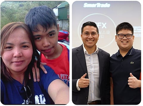 Anthony Cariaga at age 11 with mom and SmarTrade Coach Cora Cariaga (left) and ‘Whiz Kid’ Joseph Lejarde with ATFX Chief Analyst Alejandro Zambrano at the SmarTrade Roadshow in Davao are examples of young investors making it big. | Photograph courtesy of SmarTrade