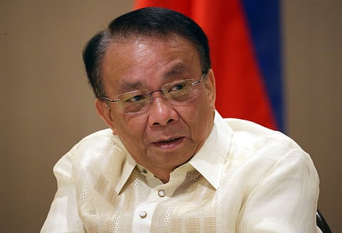 Executive Secretary Lucas Bersamin speaks before the members of the Malacañang Press Corps at the Guest house, Malacañang on Tuesday. Photo by KJ Rosales/PPA Pool