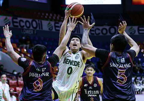 Will Gozum of Saint Benilde, James Kwekuteye of San Beda, Enoch Valdez of Lyceum and Fran Yu of Letran are tipped to be at their best as they collide in the Final Four of Season 98 NCAA men’s basketball tournament. Photo by Rio Deluvio
