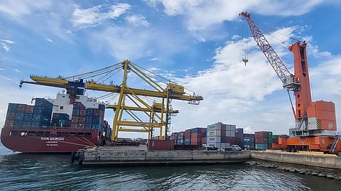 The mobile harbor crane enables MCT to service two longer ships simultaneously. (Photo courtesy of ICTSI)