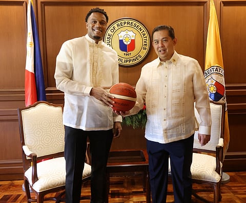 JUSTIN Brownlee (left) extends his gratitude to Speaker Martin Romualdez for the swift approval of his application for naturalization. Photo courtesy of Speaker Martin Romualdez's office