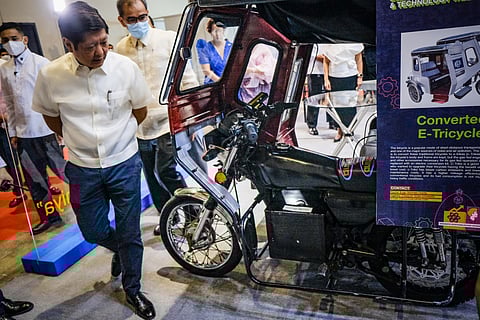 President Ferdinand Marcos Jr. tours an exhibit at the opening of National Science and Technology Week on 23 November at the World Trade Center, Pasay City. (Photo by Yummie Dingding)