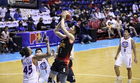 ZHU Songwei of Bay Area Dragons scores unmolested against NLEX during PBA action Sunday at the Smart Araneta Coliseum. The Dragons won, 118-98.