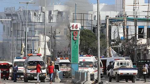 Just last month, on 29 October, two cars packed with explosives blew up minutes apart in Mogadishu followed by gunfire, killing at least 121 people and injuring 333 others. (Photo by HASSAN ALI ELMI / AFP)