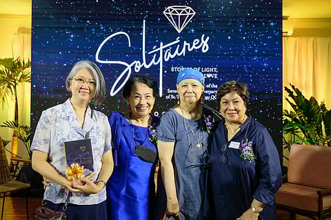 Photographs courtesy of STCQ
Sister Angelica Cruz, ICM team leader for the Philippines, Hongkong and Mongolia, with (from left) STCQCAA Board of Trustees chairperson Marissa Go, ex-officio chairperson Lilian Reventar, and Solitaires EIC Marily Ysip-Orosa.