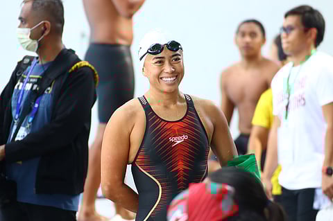 Chloe Isleta clocked 30.07 seconds in the backstroke event for a new UAAP record and 26.49 seconds in the freestyle sprint. Photo courtesy of UAAP