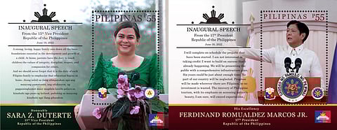 Inauguration of Vice President Sara Z. Duterte and President Ferdinand ‘Bongbong’ Marcos immortalized in letter stamps.