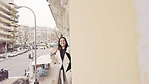 BEA on the balcony of her modern Madrid home.