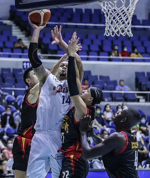 Import KJ McDaniels presided the attack in the crucial stretch, finishing with 31 points to seal Meralco's win against Bay Area. Photo by Rio Deluvio
