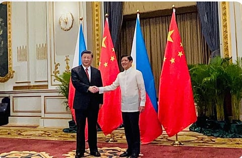 Presidents Ferdinand Marcos Jr. (right) and Xi Jinping of China start a bilateral meeting on the sidelines of the APEC Summit in Bangkok, Thailand on Thursday evening.