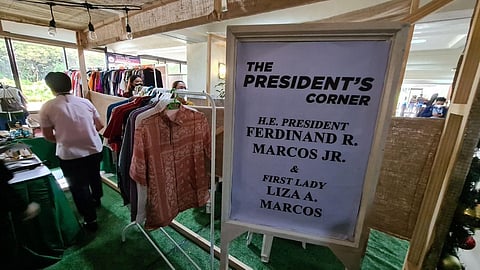 SOME personal items of President Ferdinand ‘Bongbong’ Marcos Jr. and his wife, First Lady Liza Marcos are among the pre-loved items featured in a garage sale that will benefit vulnerable sectors. The ongoing fund-raising charity project at the North Wing Lobby of Batasang Pambansa in Quezon City is an initiative of the Association of Women Legislators Foundation, Inc. that will run until 24 November. | PHOTOGRAPH COURTESY OF Radyo Pilipinas
