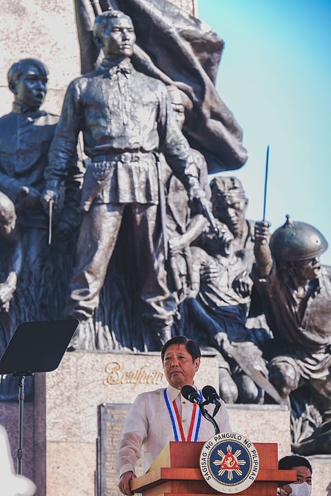 President Bongbong Marcos delivers his speech in the commemoration of the 159th birth anniversary of Andres Bonifacio on 30 November. Photo courtesy of Yummie Dingding