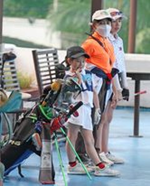 YOUNG golfers practice on the driving range at Mimosa Plus golf course in Clark, Angeles. | Photograph by Joey Sanchez Mendoza for the daily tribune @tribunephl_joey