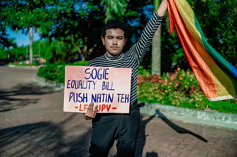 photograph courtesy
OF michael francis rafael
An LGBTQ+ person calls for the passage of the SOGIESC Equality Bill during a Pride march in Iloilo City.