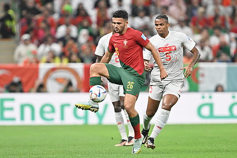 FABRICE COFFRINI/AGENCE
FRANCE-PRESSE
GONCALO Ramos steps up in the absence of Cristiano Ronaldo to power Portugal to a 6-1 win over Switzerland in the World Cup.