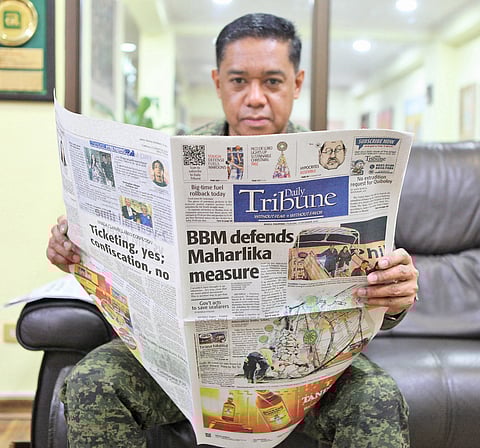 Lieutenant General Romeo S. Brawner Jr., the Philippine Army’s Commanding General, was at the Daily Tribune studio for a live interview on Straight Talk on Tuesday, 13 December 2022. | Photograph by Joey Sanchez Mendoza for the daily tribune @tribunephl_joey