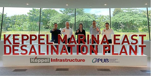 Aboitiz InfraCapital President and CEO Cosette Canilao (third from left) and AIC Head for Investments Frocks Roque (left) recently visited the Keppel Marina East Desalination Plant in Singapore. (Photo courtesy of AIC)
