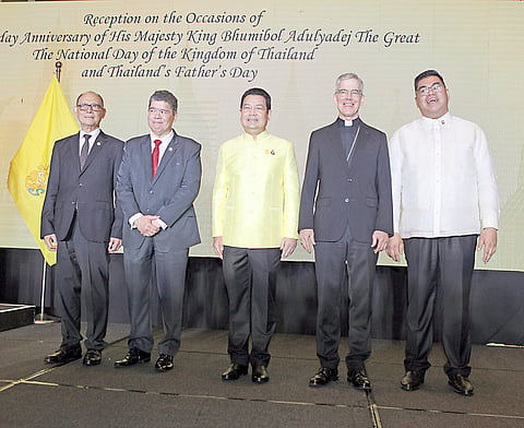(FROM left): Congressman Jude Acidre, Apostolic Nuncio Charles Brown, Ambassador Tull Traisorat, Undersecretary Eduardo Jose De Vera, and Finance Secretary Benjamin Diokno. | photographs BY JOEY MENDOZA FOR THE DAILY TRIBUNE
