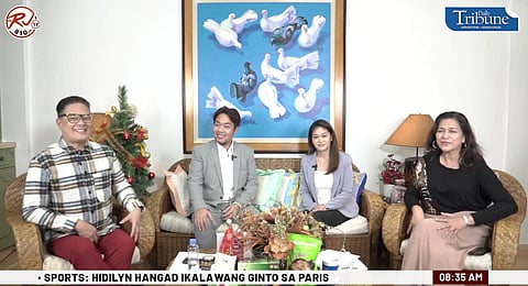 Dr. Angela Pineda (second from right), Dermclinic EVP, and brother Angelo (second from left), Dermclinic general manager, during the interview with Daily Tribune's Gising Na! program hosted by Kim Sancha (left) and Chingkee Mangcucang.