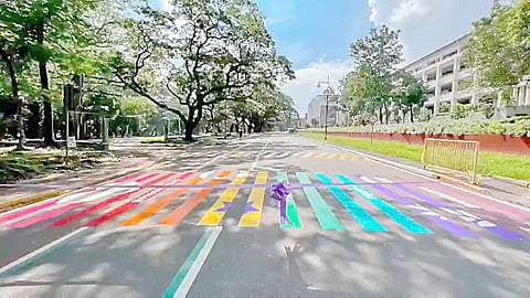 The rainbow crosswalk in the University of the Philippines in Diliman, a project with UP Babaylan.