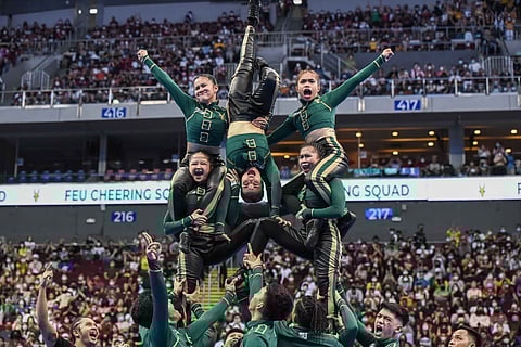 The FEU Pep Squad are looking to duplicate its successful campaign last May as they try to defend their crown in the UAAP Season 85 Cheerdance competition today. Photo courtesy of UAAP