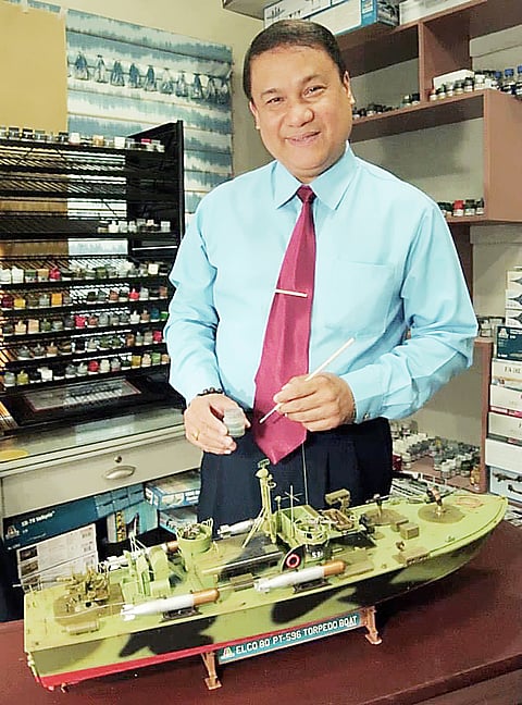 Anthony de Leon shows one of his creations. | Photograph courtesy of Anthony de Leon