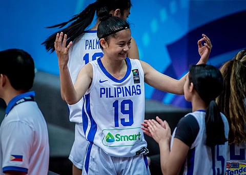 Sophia Canindo of the Gilas Pilipinas under-16 team celebrates the team's win in the FIBA Women's U16 Asian Championship. (Photo from FIBA).
