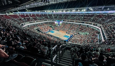 A record crowd of 54,589 fans watch Game 7 of the finals series between Ginebra and Bay Area last January. (PBA Media Bureau)