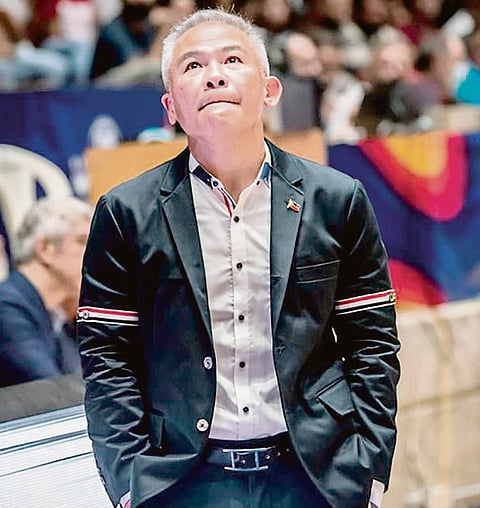 CHOT Reyes, who stepped aside as Gilas Pilipinas coach recently, earns the respect of PBA commissioner Willie Marcial.
PHOTOGRAPH COURTESY OF FIBA