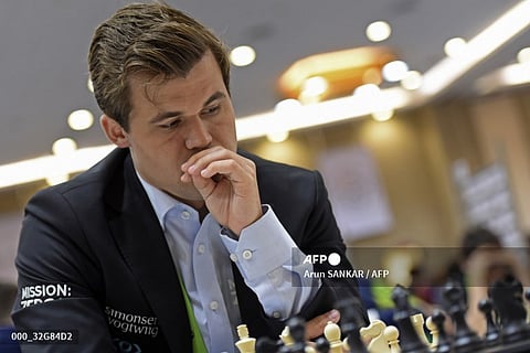 Magnus Carlsen (in file photo) displays his vintage form. (Photo by Arun SANKAR / AFP)