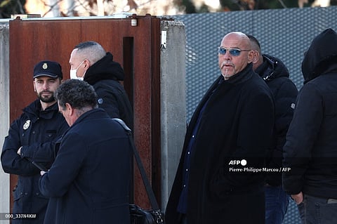 German national Frank Hanebuth (R), accused of alleged membership in a criminal organization. (Photo by Pierre-Philippe Marcou / AFP)