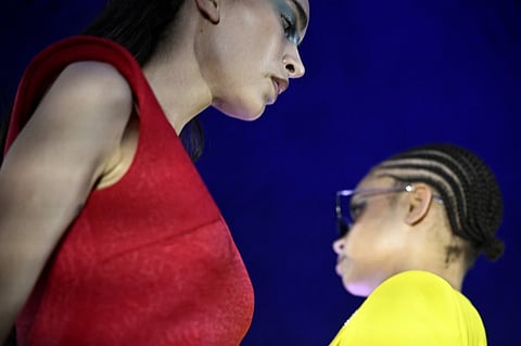 Models walk the runway of the Pierre Cardin show during the Paris Fashion Week Womenswear Spring/Summer 2024 in Paris on 25 September 2023. (Photo by JULIEN DE ROSA / AFP)
