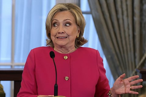 Former US secretary of state Hillary Clinton speaks during an unveiling of her portrait at the State Department on 26 September 2023 in Washington, DC. (Photo by ALEX WONG / GETTY IMAGES NORTH AMERICA / Getty Images via AFP)
