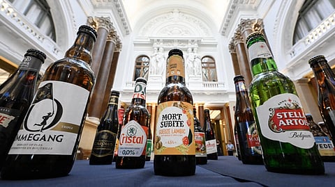 Tickets for the Beer World are a hefty 17 euros -- but it does get you your first drink in the rooftop bar -- with its vast selection drawn from the 1,600 types of beer the country has to offer. JOHN THYS / AFP ©