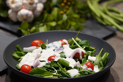 Rick’s Kadyos Salad by Juana and a floral & veggie arrangement by Maria.