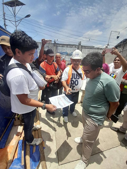 Basilan Rep. Mujiv Hataman inspecting the ongoing construction of Isabela port (Photo: Nonoy E Lacson)