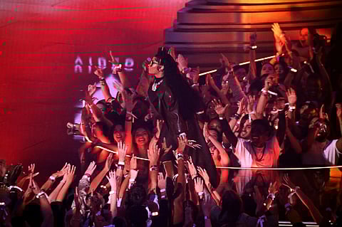 Rapper Nicki Minaj hosted the event for the second consecutive year, also debuting live her newest single, “Last Time I Saw You,” which is slated for release on her album “Pink Friday 2” in November. (Photo by Noam Galai / GETTY IMAGES NORTH AMERICA / Getty Images via AFP)