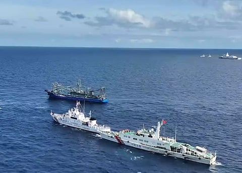 The resupply mission was subjected to dangerous maneuvers by China Coast Guards and Chinese Maritime Militia, according to Commander Jay Tarriela of the Philippine Coast Guard. Screencap from footage courtesy of the Philippine Coast Guard/ @jaytaryela/X.