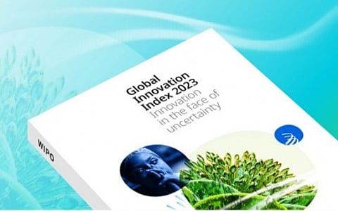 56th PLACE. The Global Innovation Index 2023 released by the Word Intellectual Property Organization on Wednesday (Sept. 27, 2023). The Philippines has improved its ranking by three notches to 56th place from 59th place in 2022. (Screenshot from WIPO website)