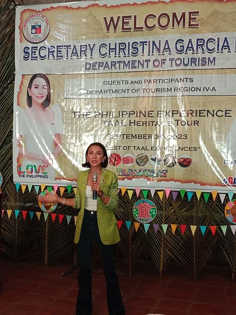 Tourism Secretary Cristina Garcia Frasco said on Saturday that her Department will do its best to promote Tawi-Tawi, Sulu and Basilan as tourist destinations, during the CALABARZON leg of the Philippine Experience program in Taal, Batangas. | photograph by Raffy Ayeng for the Daily Tribune